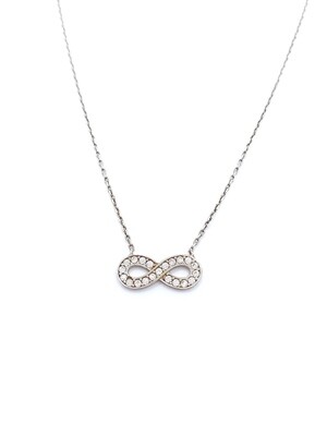 Silver 925 infinity white stone necklace