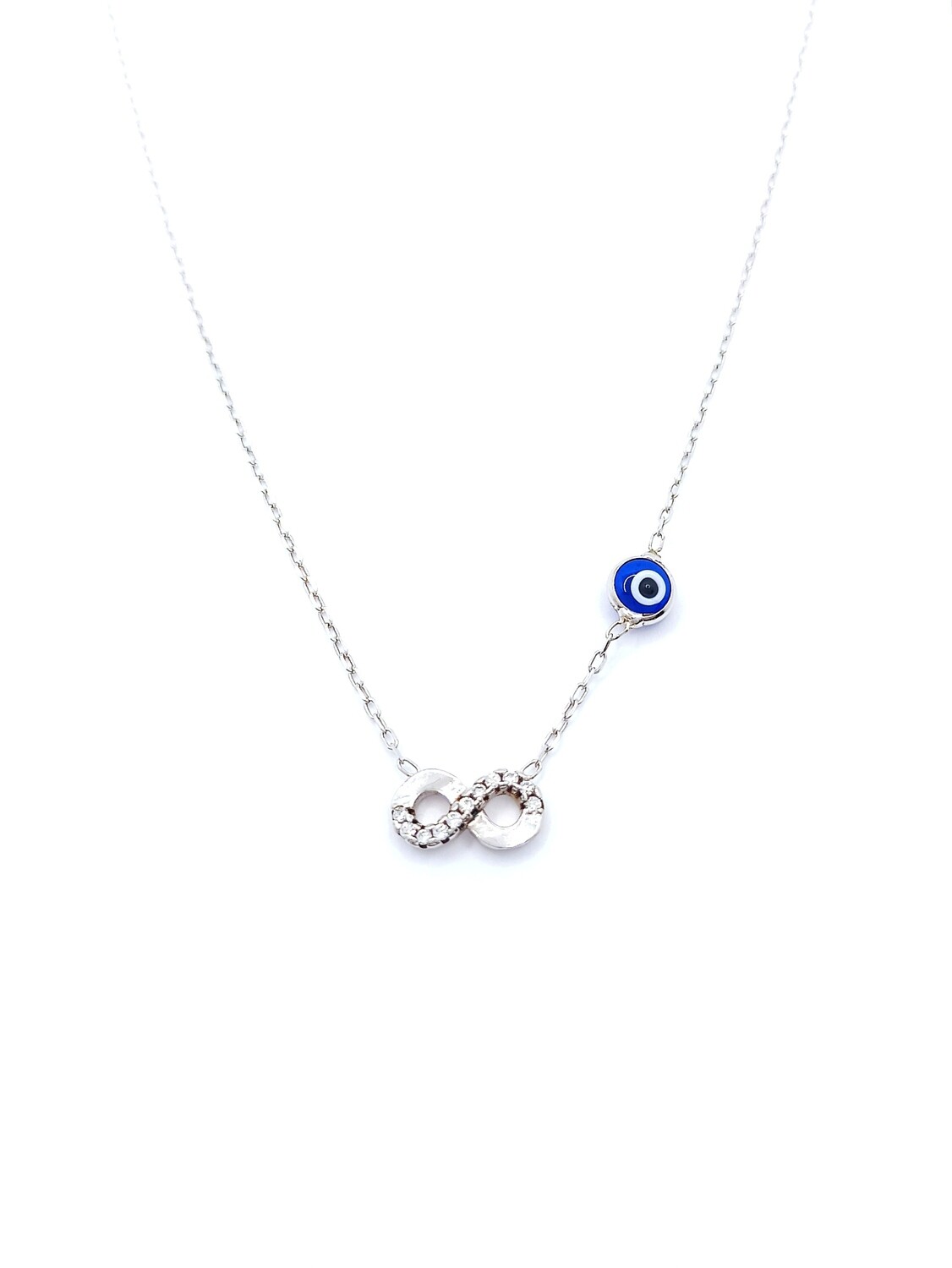 Silver 925 infinity with evil eye necklace