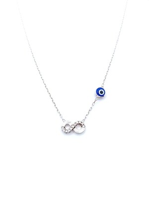 Silver 925 infinity with evil eye necklace