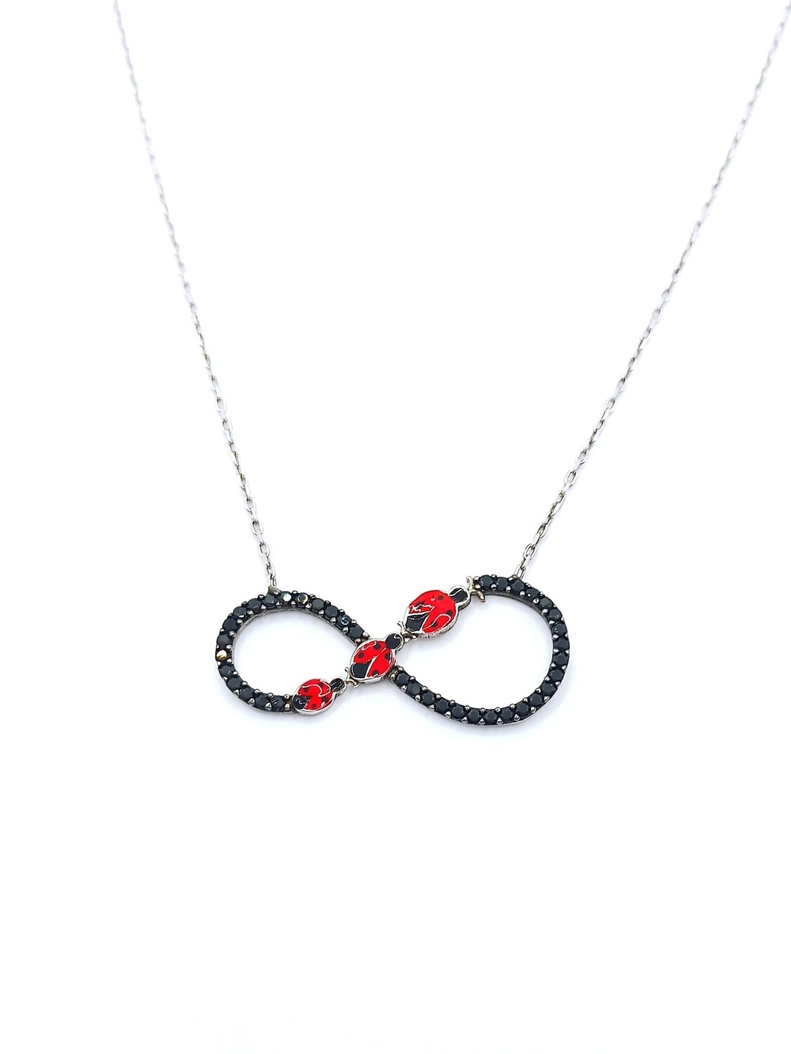 Silver 925 infinity &amp; love bug necklace