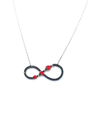 Silver 925 infinity &amp; love bug necklace