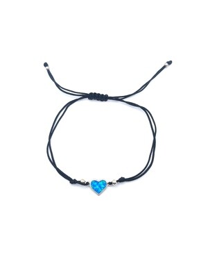 Silver 925 heart or sea star hand cord bracelet, MODEL-SIZE: 1 Design height: 1.3cm-width: 0.9cm