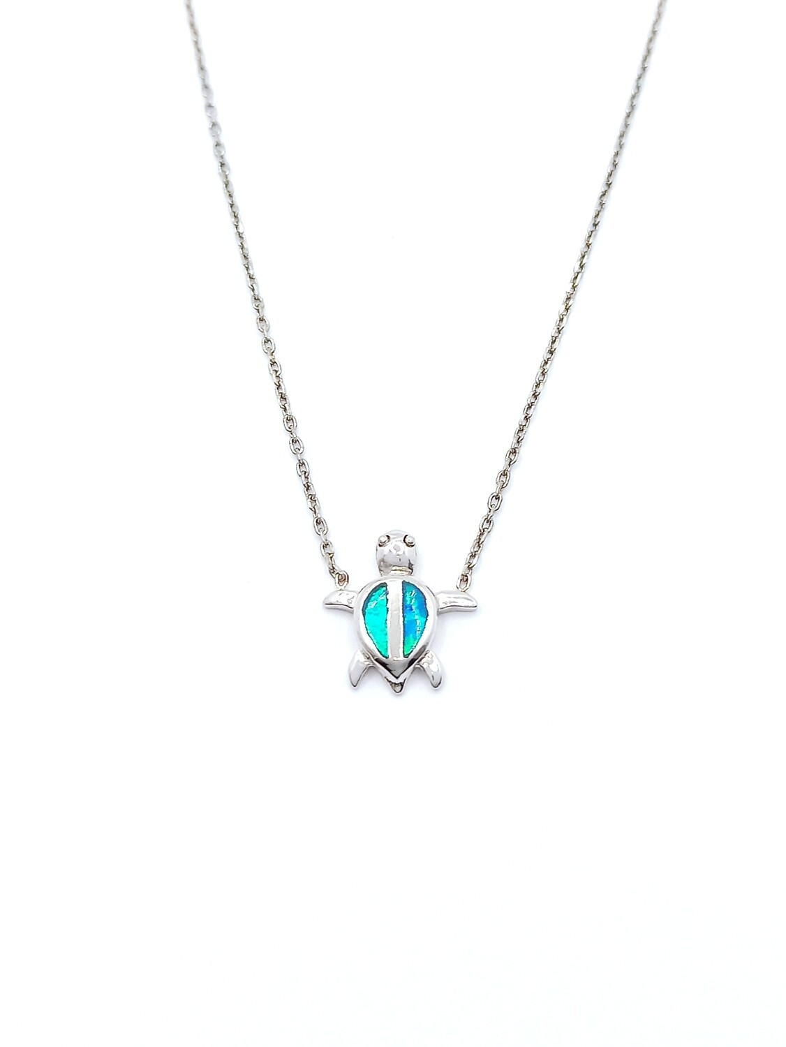 Silver 925 turtle necklace blue or white opal