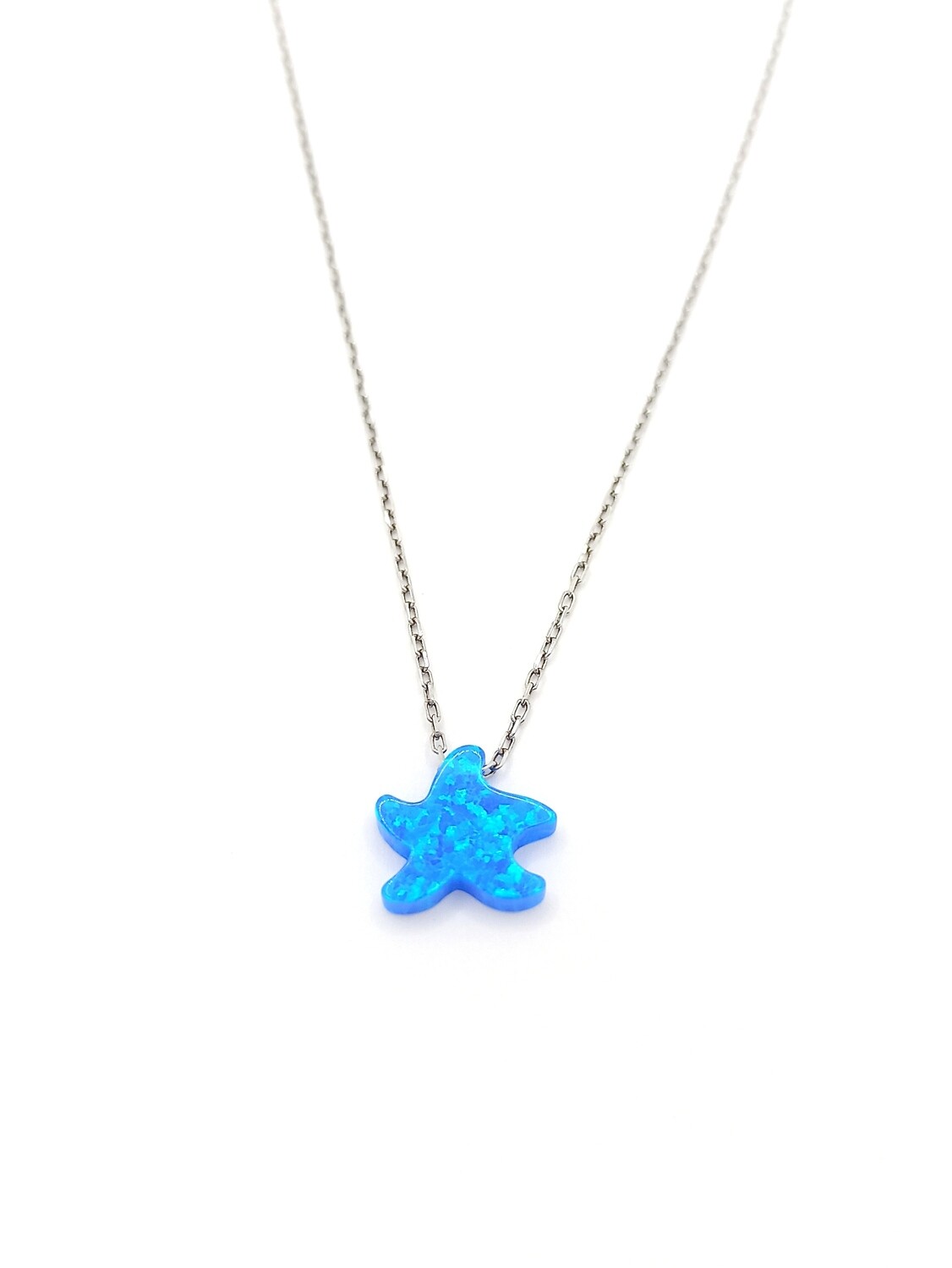 Silver 925 blue opal sea star necklace