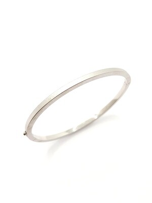 Silver 925 sandblasted squared hand bangle bracelet