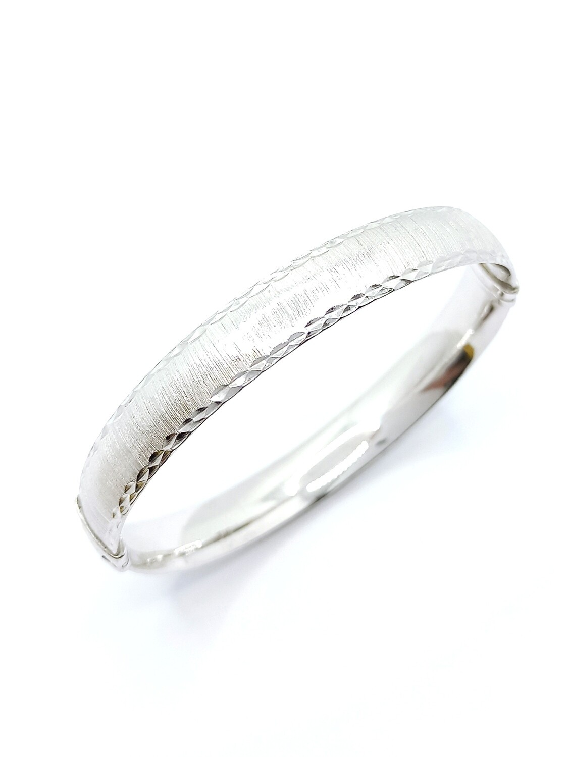 Silver 925 diamond cut-scratch hand bangle bracelet