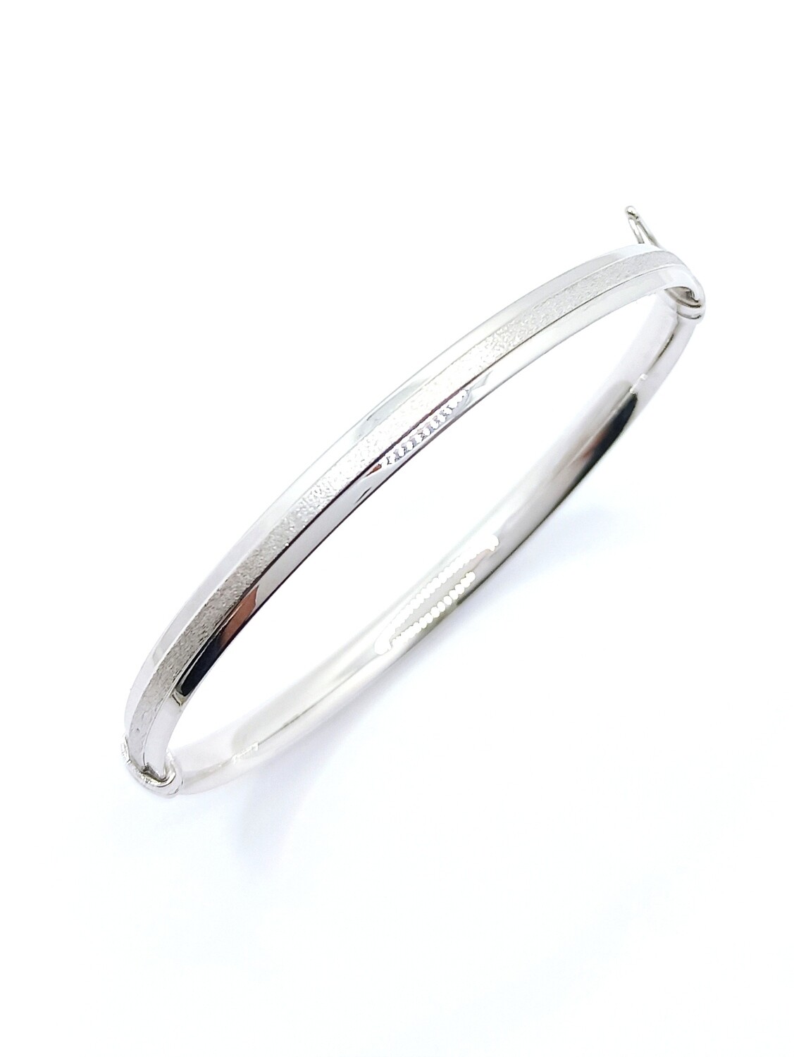 Silver 925 hand bangle bracelet sandblasted center