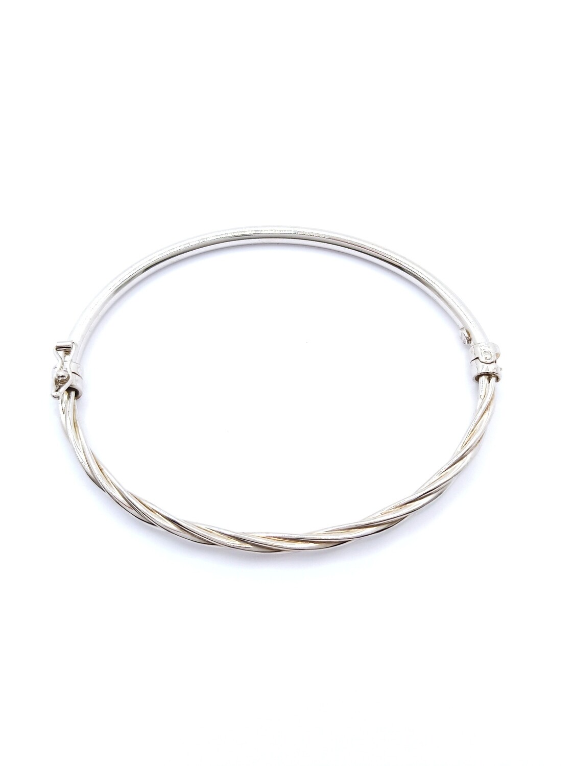 Silver 925 round &amp; twisted hand bangle bracelet