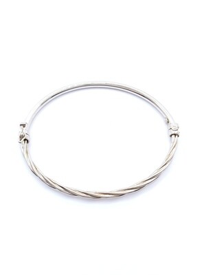 Silver 925 round &amp; twisted hand bangle bracelet