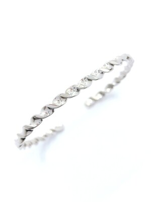 Silver 925 solid twisted open hand bangle bracelet