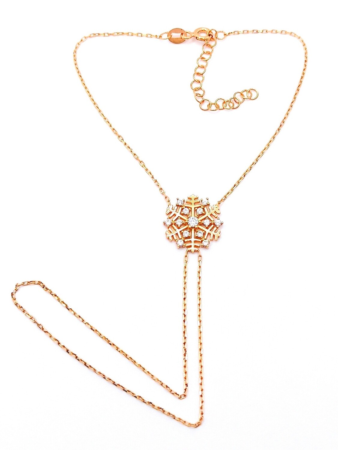 Silver 925 snowflake rose bracelet ring