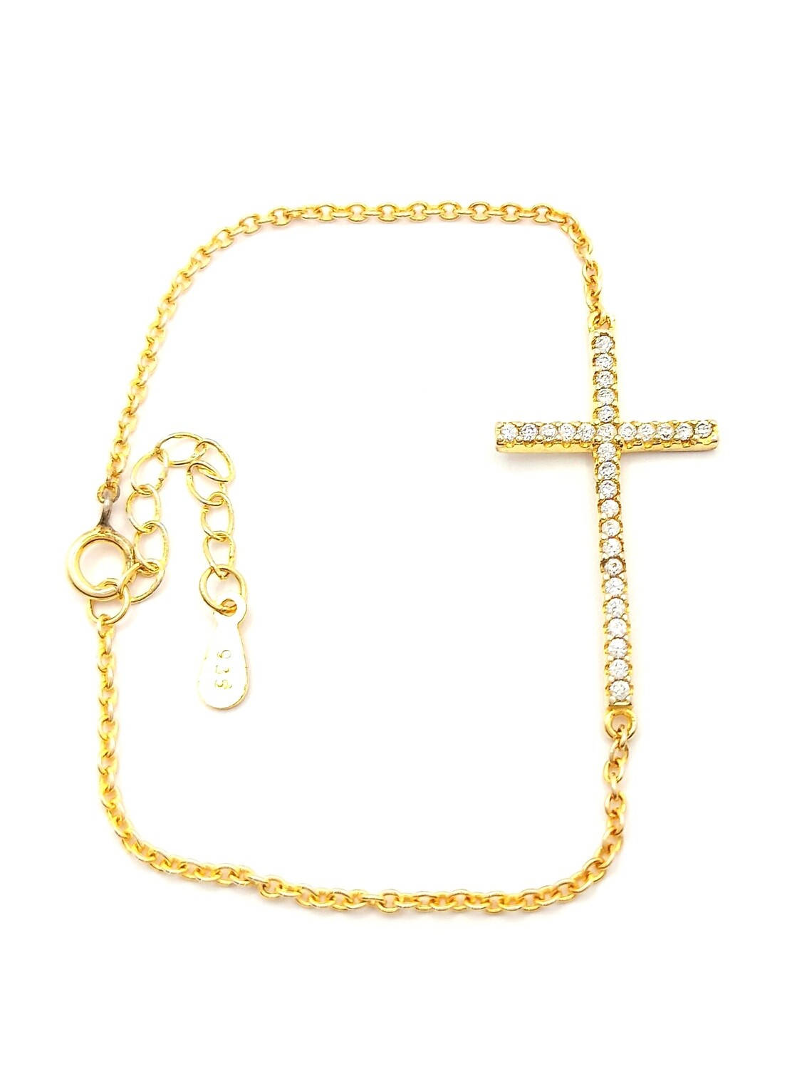 Silver 925 cross gold hand bracelet