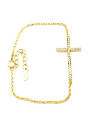 Silver 925 cross gold hand bracelet