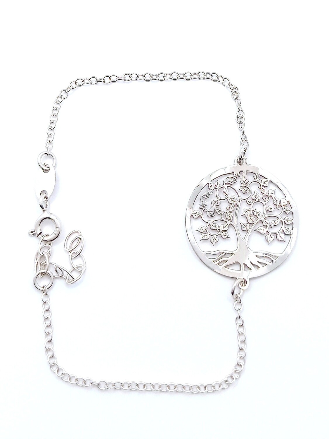 Silver 925 curved Tree Of Life hand bracelet