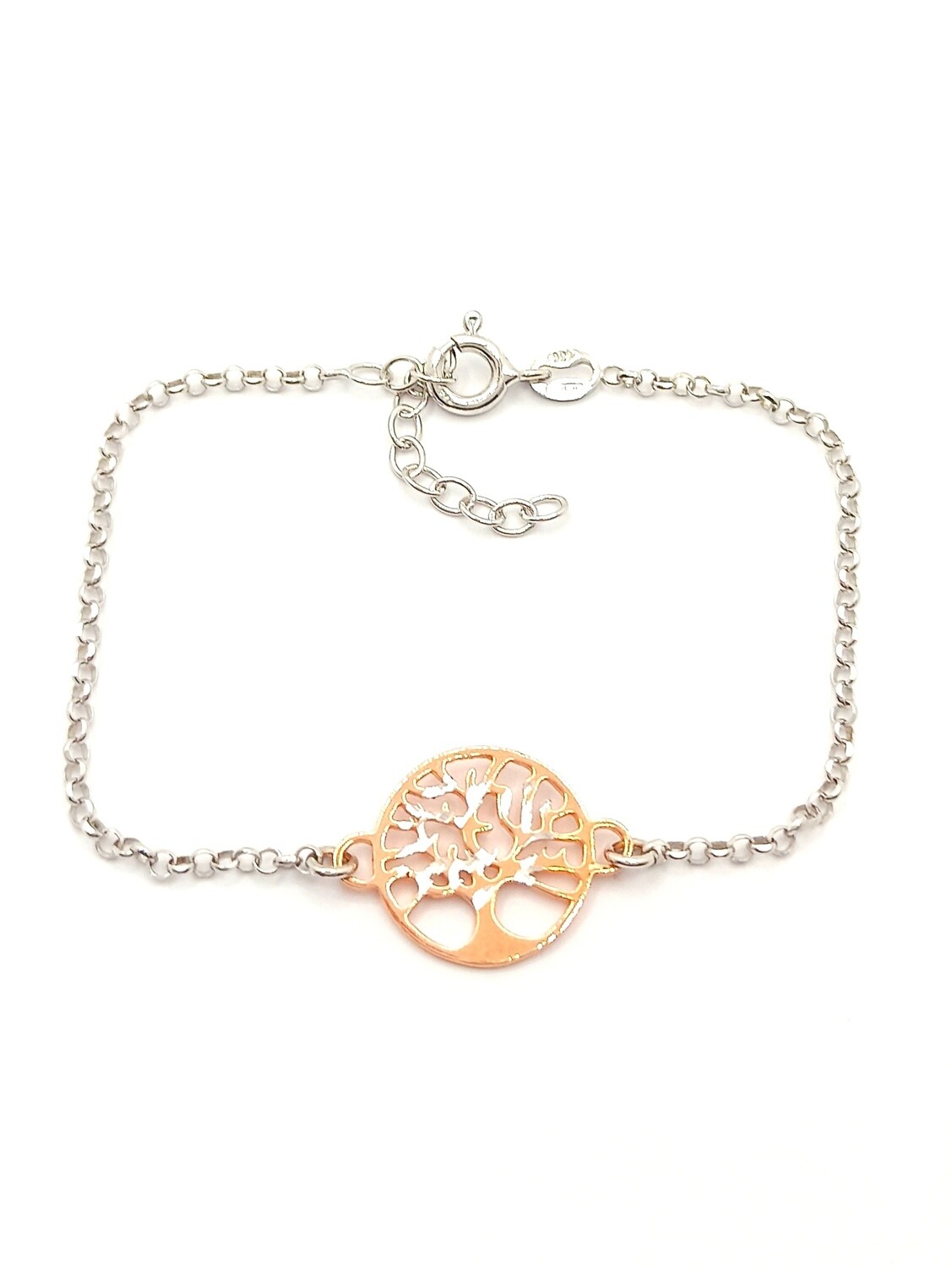 Silver 925 Tree Of Life diamond cut hand bracelet
