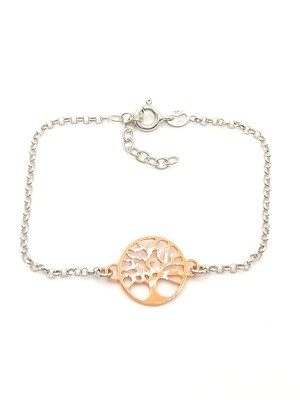 Silver 925 Tree Of Life diamond cut hand bracelet