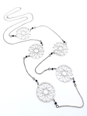 Silver 925 long dreamcatcher diamond cut necklace