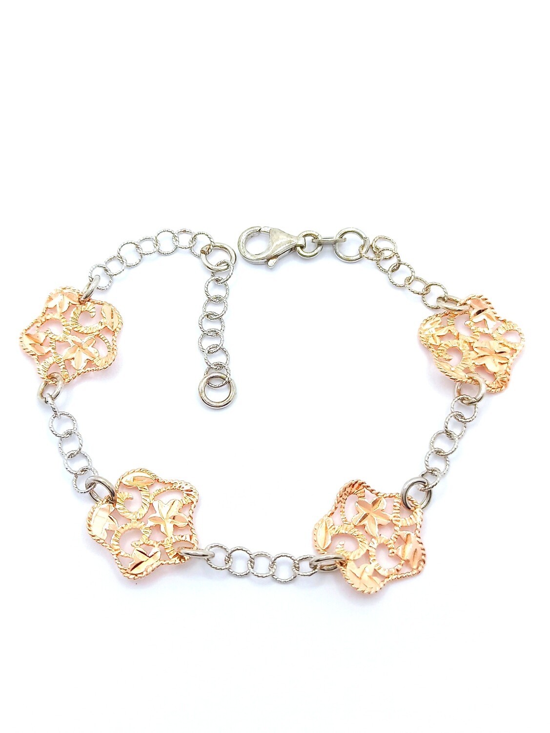 Silver 925 star diamond cut hand bracelet