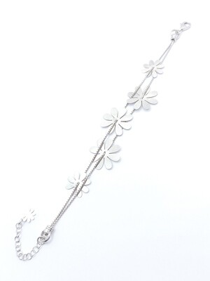 Silver 925 handmade diamond scratch flower hand bracelet