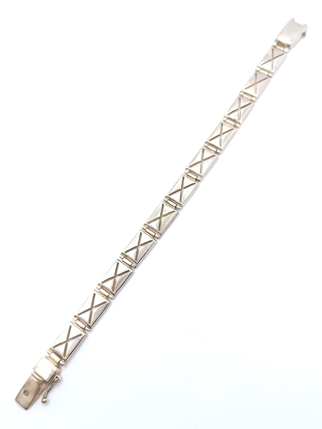 Silver 925 solid X design mens bracelet