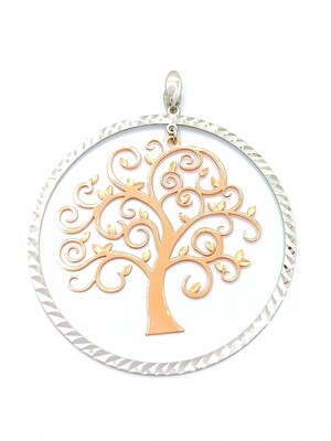 Silver 925 dangling Tree Of Life diamond cut pendant