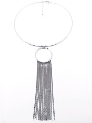 Silver 925 long cyrcle chocker necklace