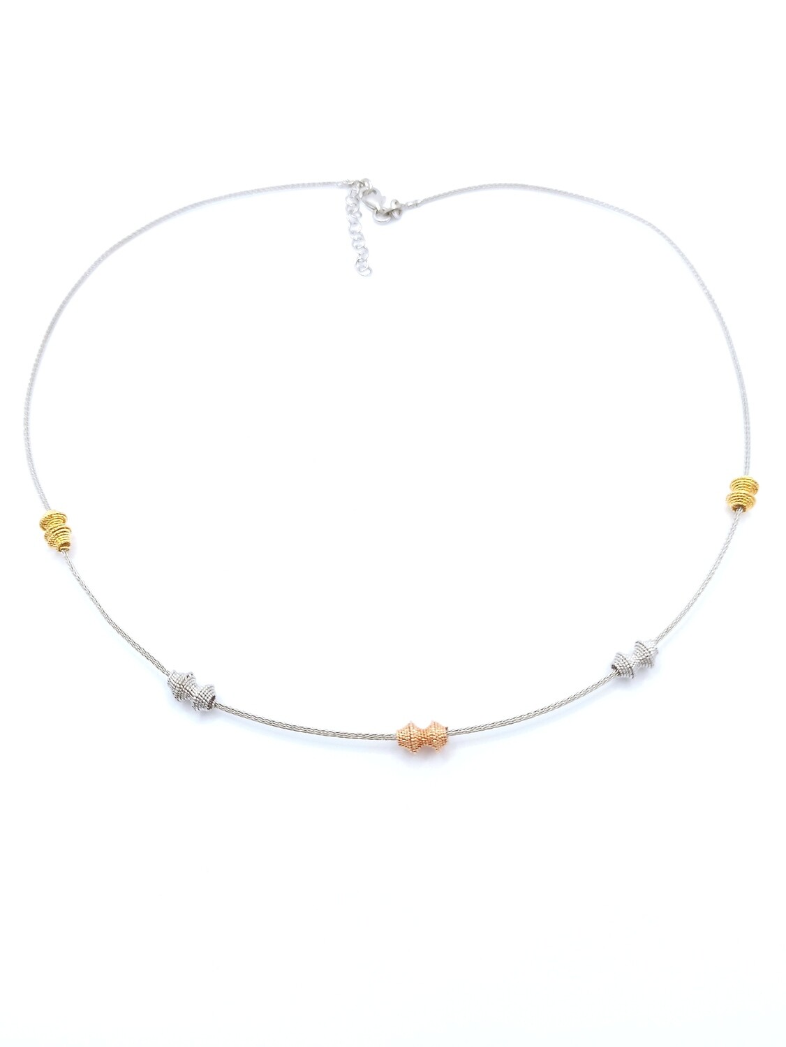 Silver 925 knitted ball chocker necklace