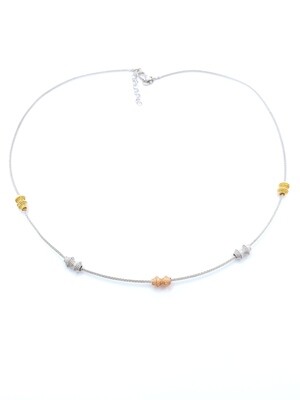 Silver 925 knitted ball chocker necklace