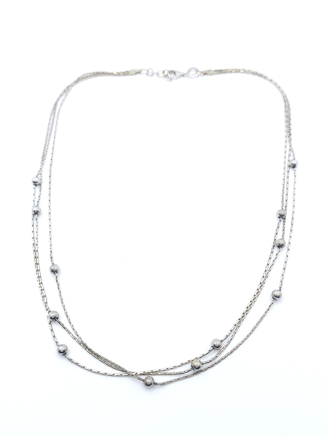 Silver 925 12 ball trible chocker necklace