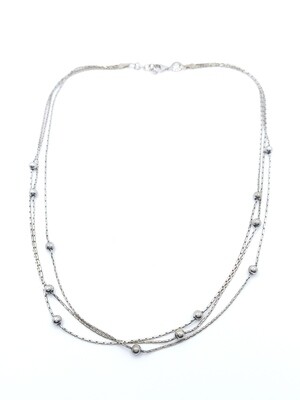 Silver 925 12 ball trible chocker necklace