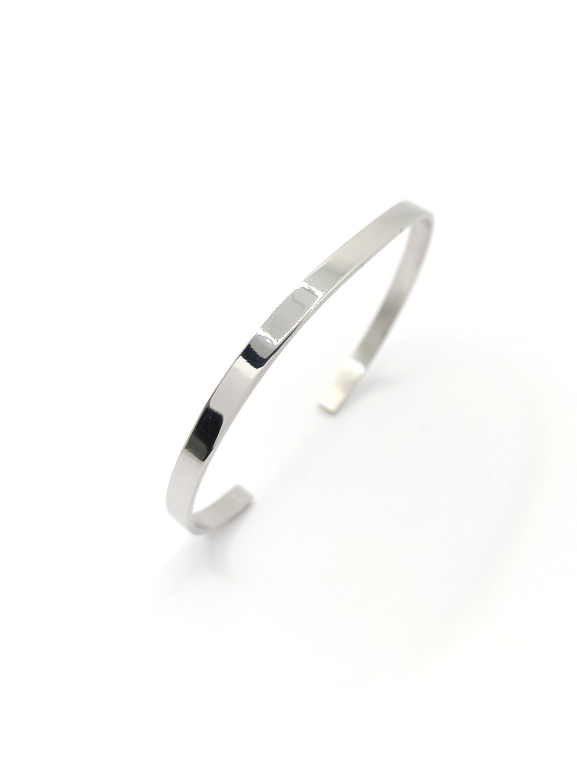 Silver 925 flat open bangle hand bracelet