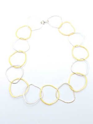 Silver 925 double color asymmetric or tear necklace