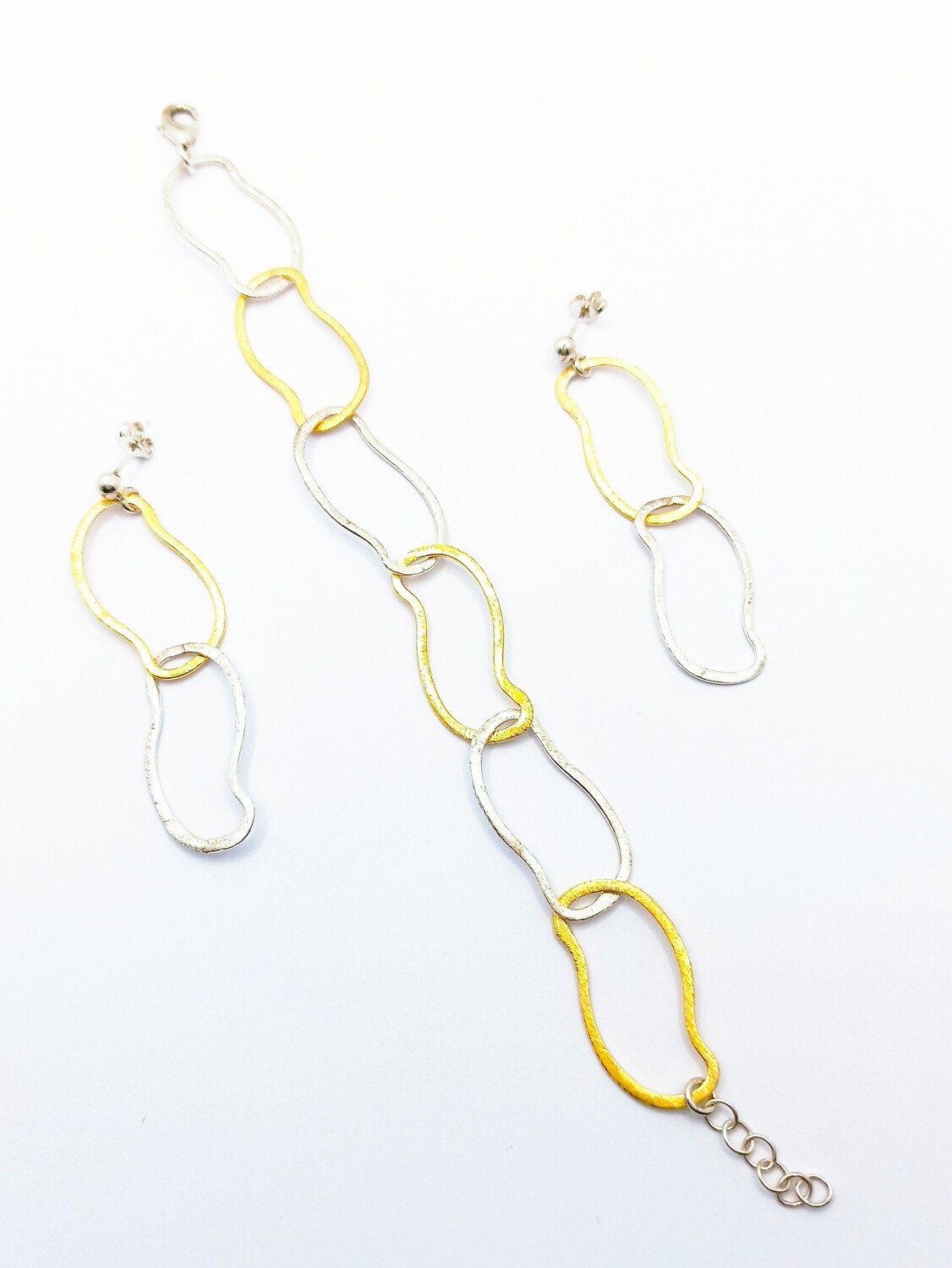 Silver 925 set asymmetric double color