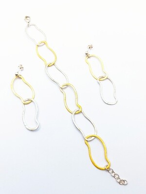 Silver 925 set asymmetric double color