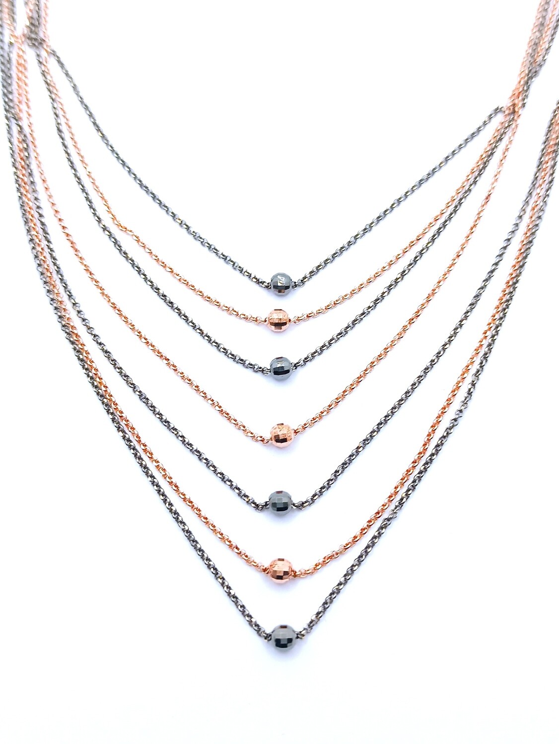 Silver 925 7 chain long necklace