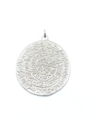 Silver 925 big solid Faistos coin pendant