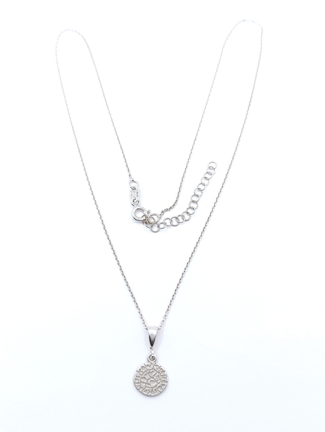 Silver 925 Faistos coin necklace, Pendant Size-Chain length: 1 Pendant length : 1.8cm-Width : 0.9cm-Chain length : 40+4cm Adjustable