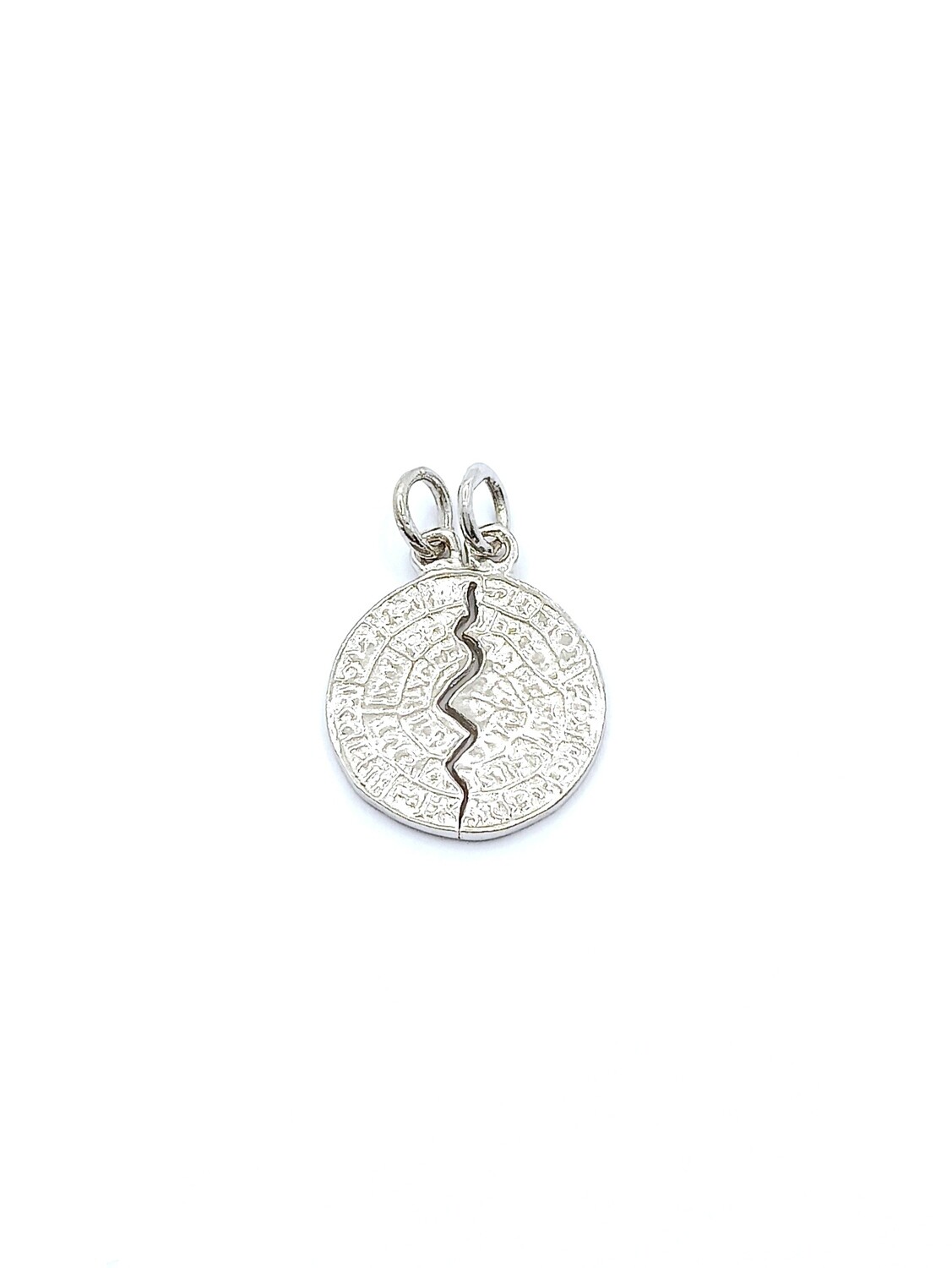 Silver 925 handmade Faistos coin breakable pendant, Size-Weight: 1 Pendant length : 2.3cm-Width : 1.7cm-2.8gr.