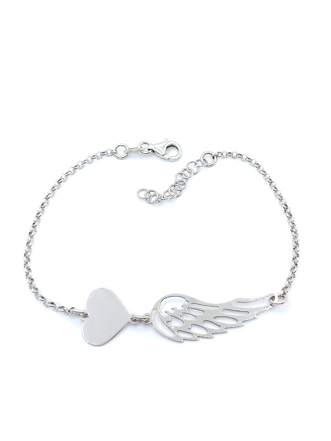 Silver 925 Angel wings-Heart hand bracelet