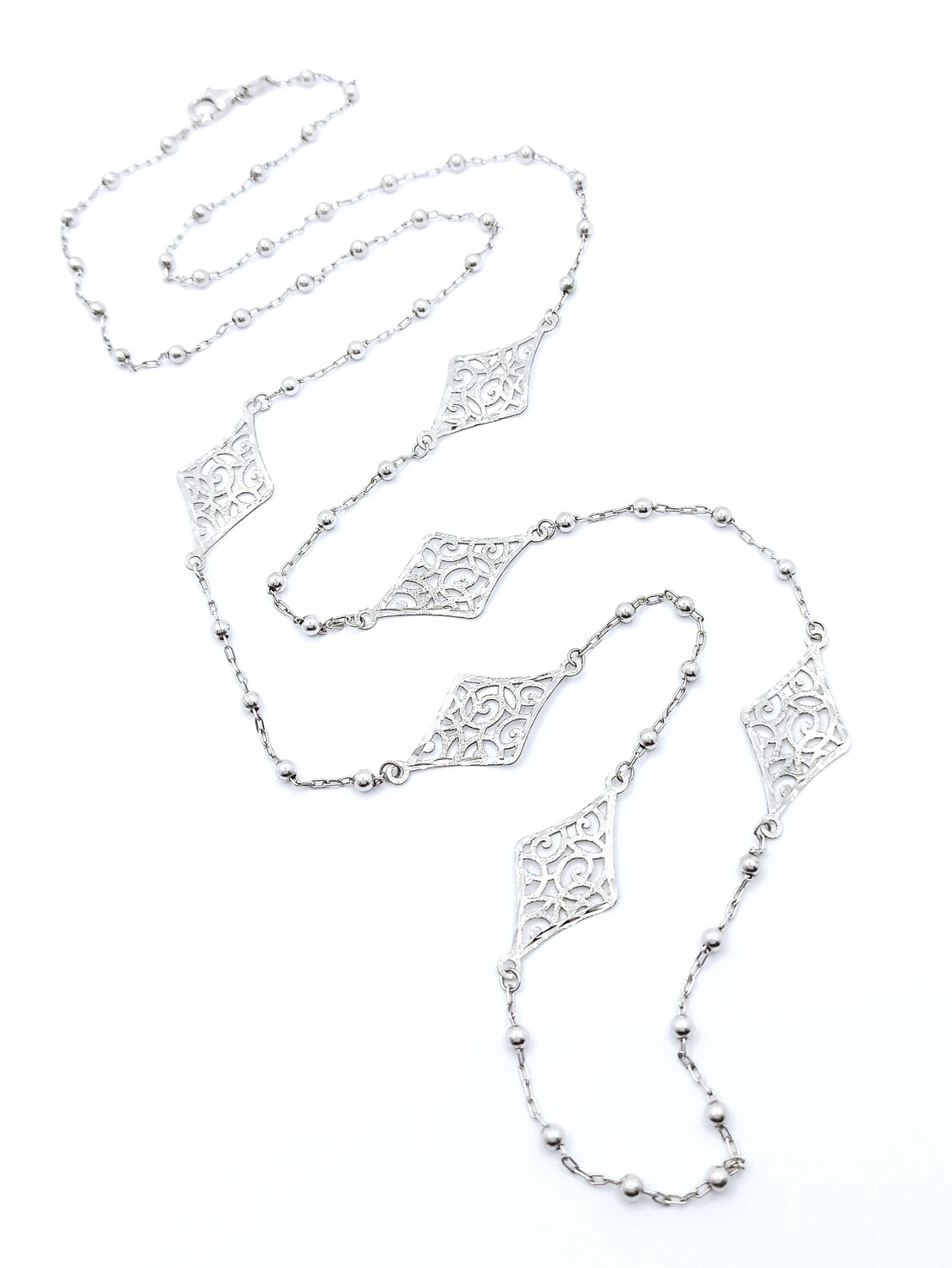 Silver 925 long Fancy galvanic necklace