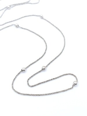 Silver 925 long diamond cut ball necklace  81cm
