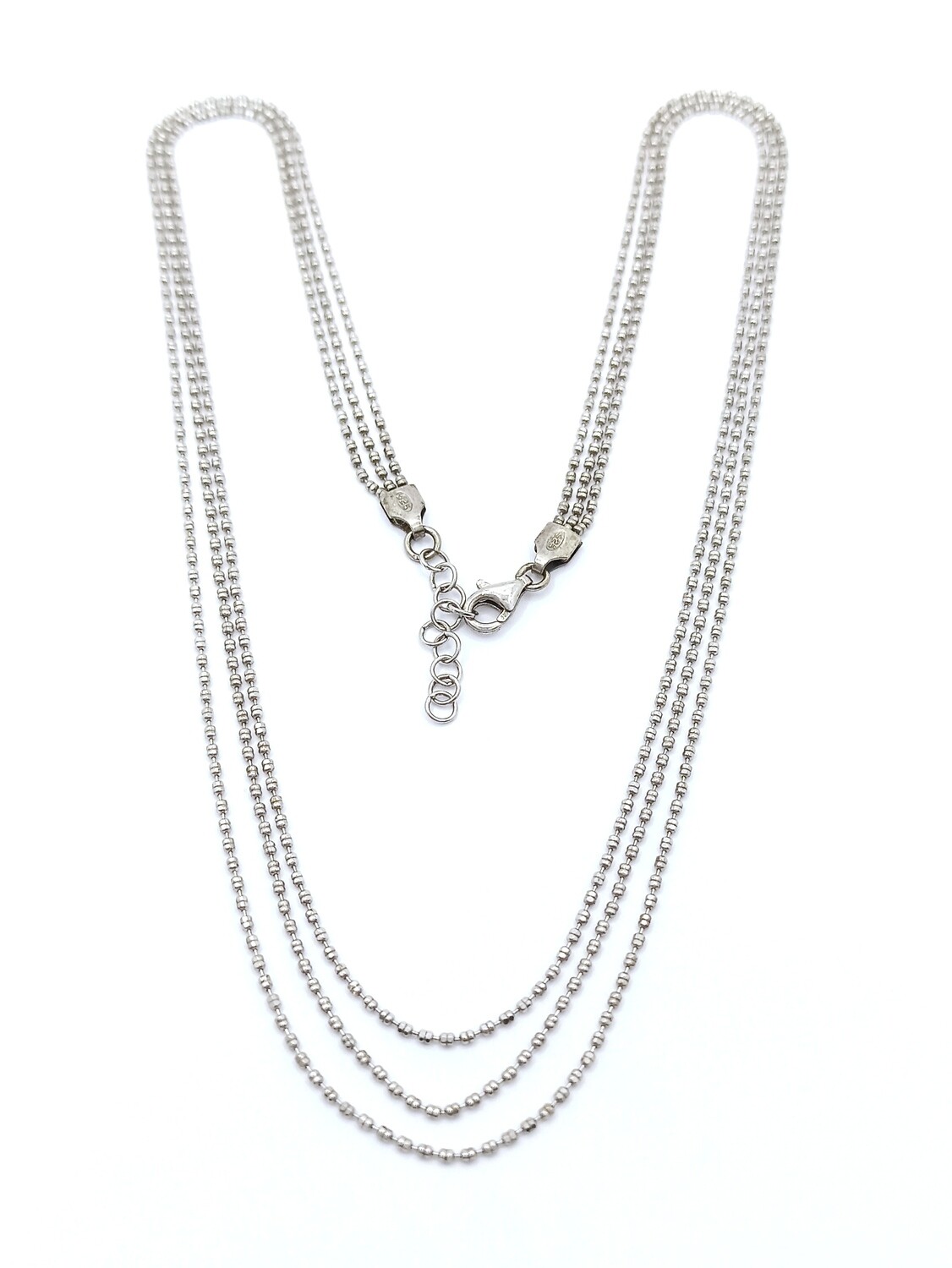 Silver 925 diamond cut ball triple necklace