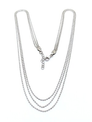 Silver 925 diamond cut ball triple necklace