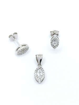 Silver 925 SET  rhombus design pendant and earrings