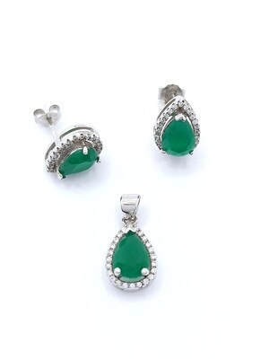 Silver 925 SET tear design pendant and earrings