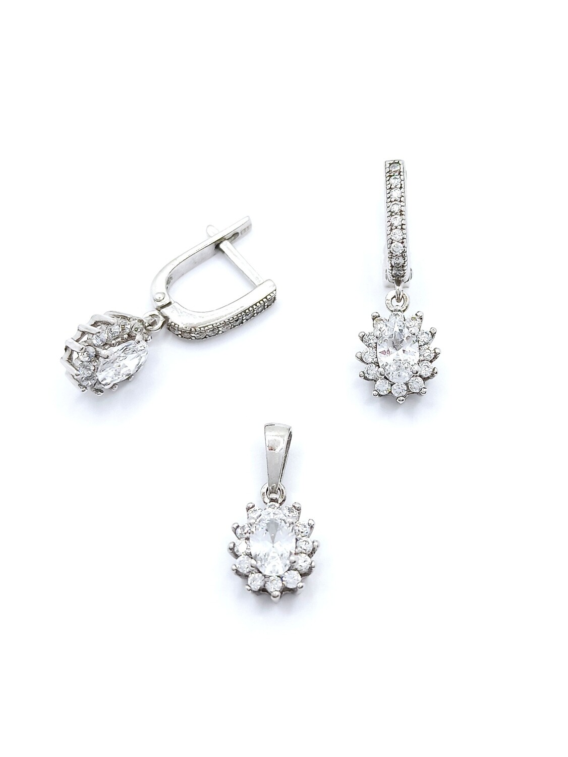 Silver 925 SET pendant and hoop earrings
