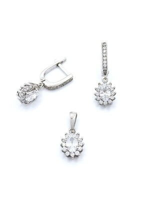 Silver 925 SET pendant and hoop earrings