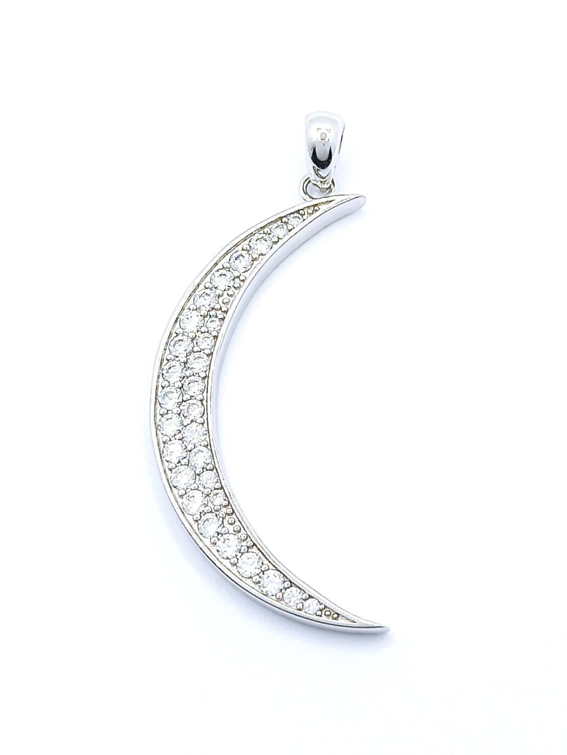 Silver 925 big moon white stone pendant