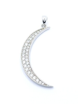 Silver 925 big moon white stone pendant