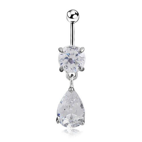 SS 316L stone tear belly ring